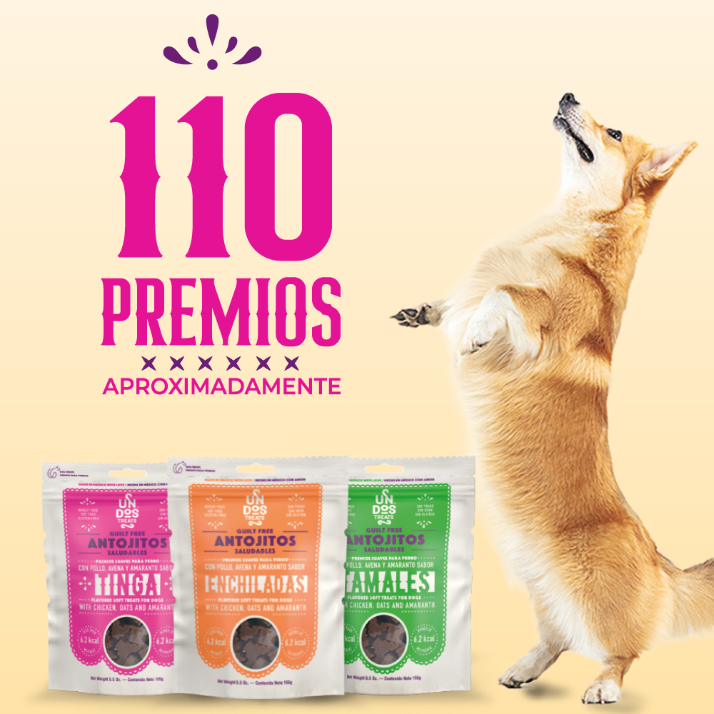 Antojitos Saludables Guilt Free – Tinga de Un Dos Treats – Premios Suaves para Perro con Pollo, Avena y Amaranto, 5.5 oz