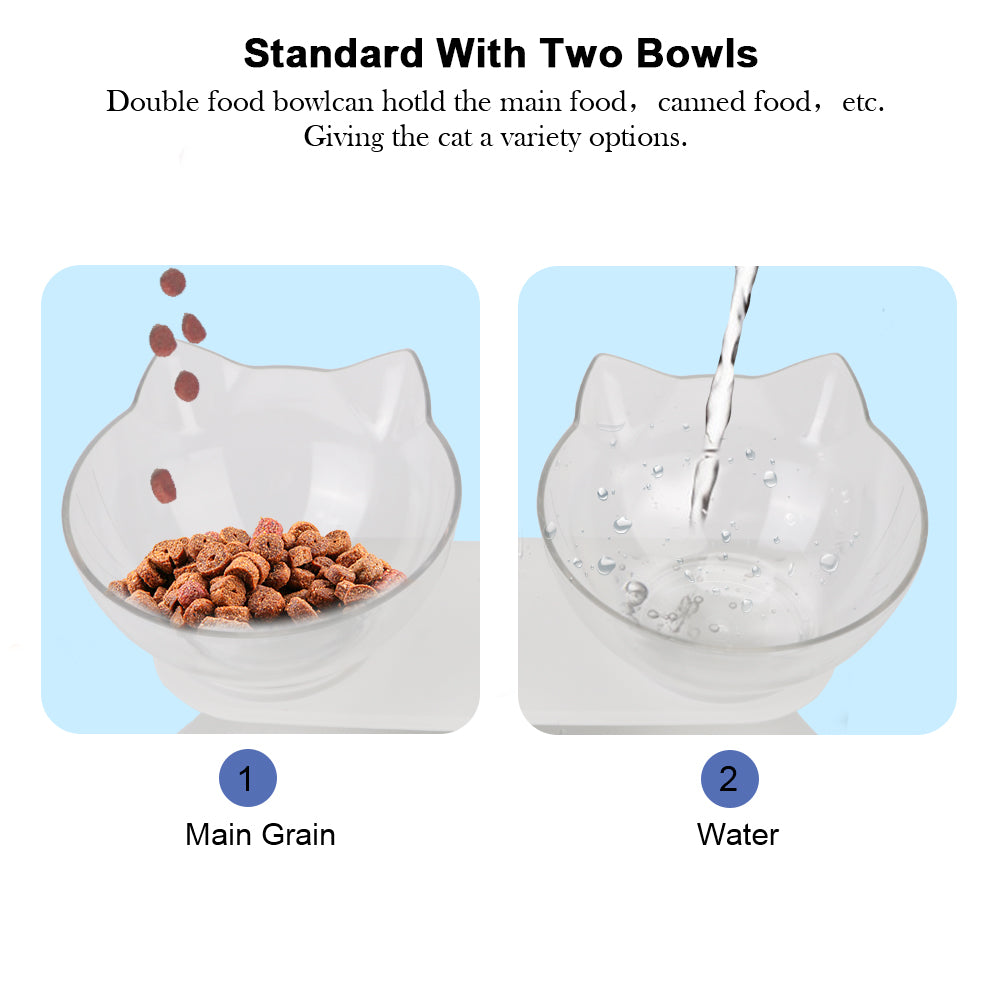 Cat Food/Water Bowl - Protection Cervical With Raised Stand Durable