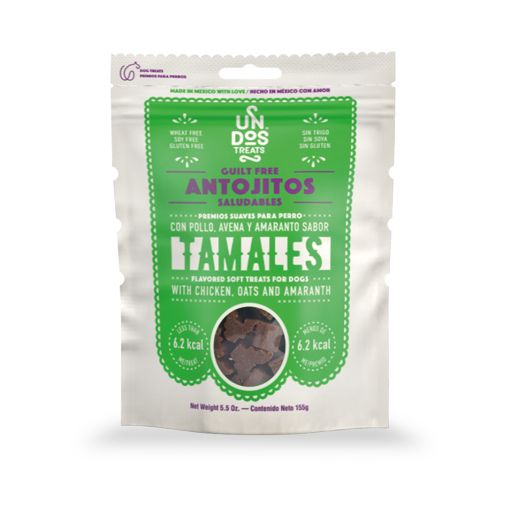 Antojitos Saludables Guilt Free – Tamales de Un Dos Treats – Premios Suaves para Perro con Pollo, Avena y Amaranto, 5.5 oz