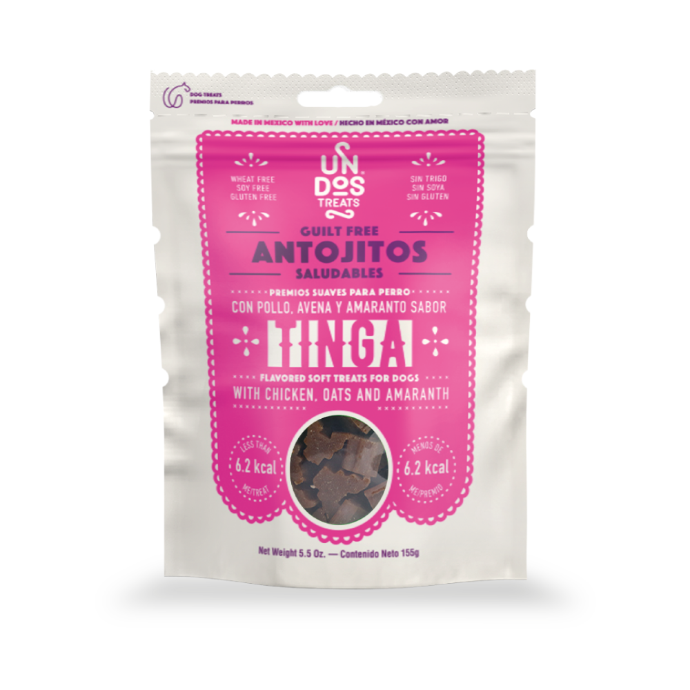 Guilt Free Healthy Treats – Tinga by Un Dos Treats – Soft Dog Rewards with Chicken, Oats & Amaranth, 5.5 oz