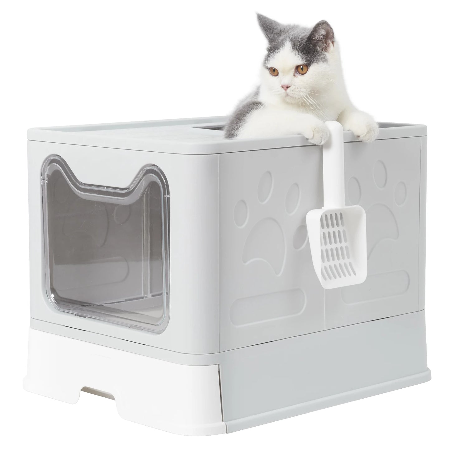 Front Entry Top Exit Cat Litter Box with Lid – Foldable & Space-Saving Design