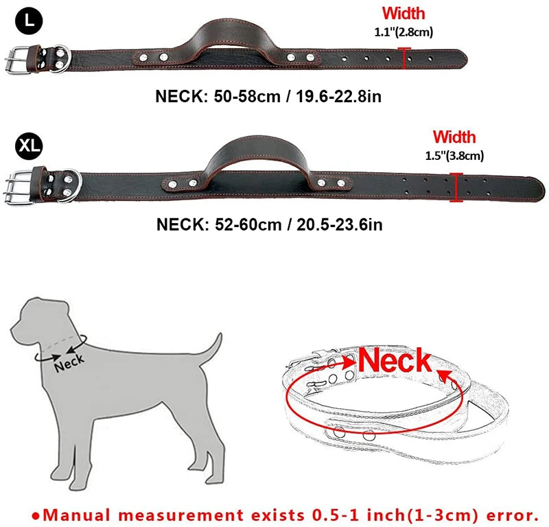 Sturdy Genuine Leather Dog Collar