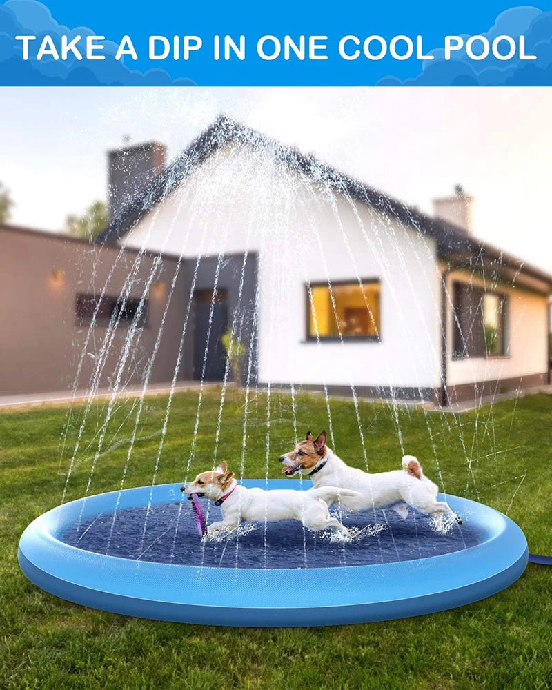 Alfombrilla refrescante para juegos con rociadores para perros: juego con agua divertido y refrescante 