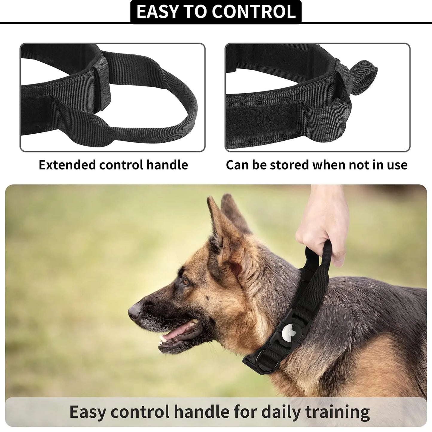 AirTag Dog Tactical Collar and Leash - for Large & Medium Dogs