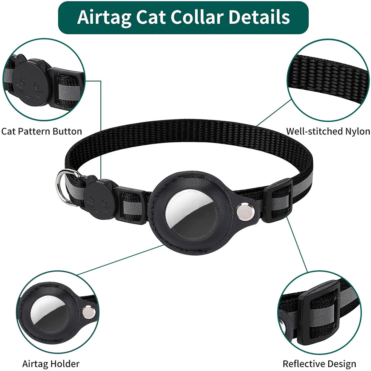 Airtag Cat Collar - Breakaway, Reflective, and Adjustable