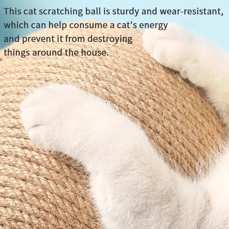 Juguetes con forma de pelota para rascar gatos: triángulo estable de madera y sisal