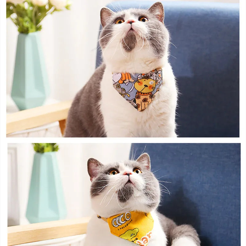 Adjustable Cat Bandana Collar – Floral Bow Tie for Cats and Small Dogs