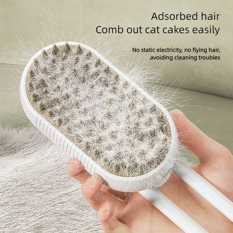 Pet Steam Brush – 3-in-1 Grooming Tool for Cats & Dogs