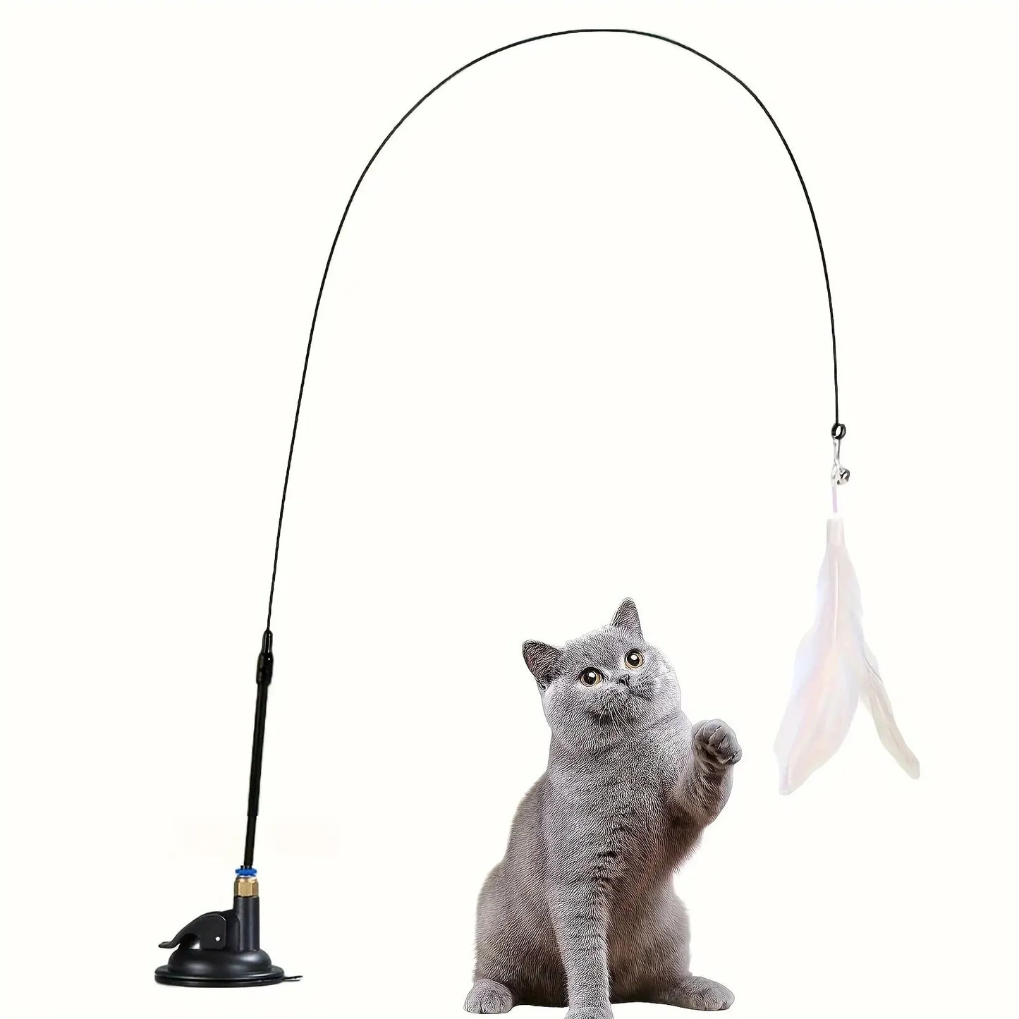 Juguete interactivo para gatos con campana y varita de plumas