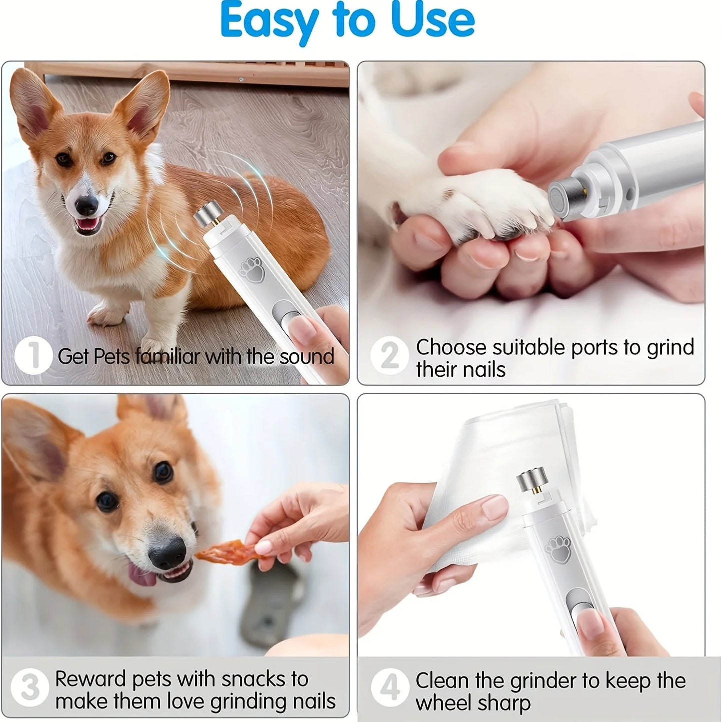 Painless USB Charging Dog Nail Grinders