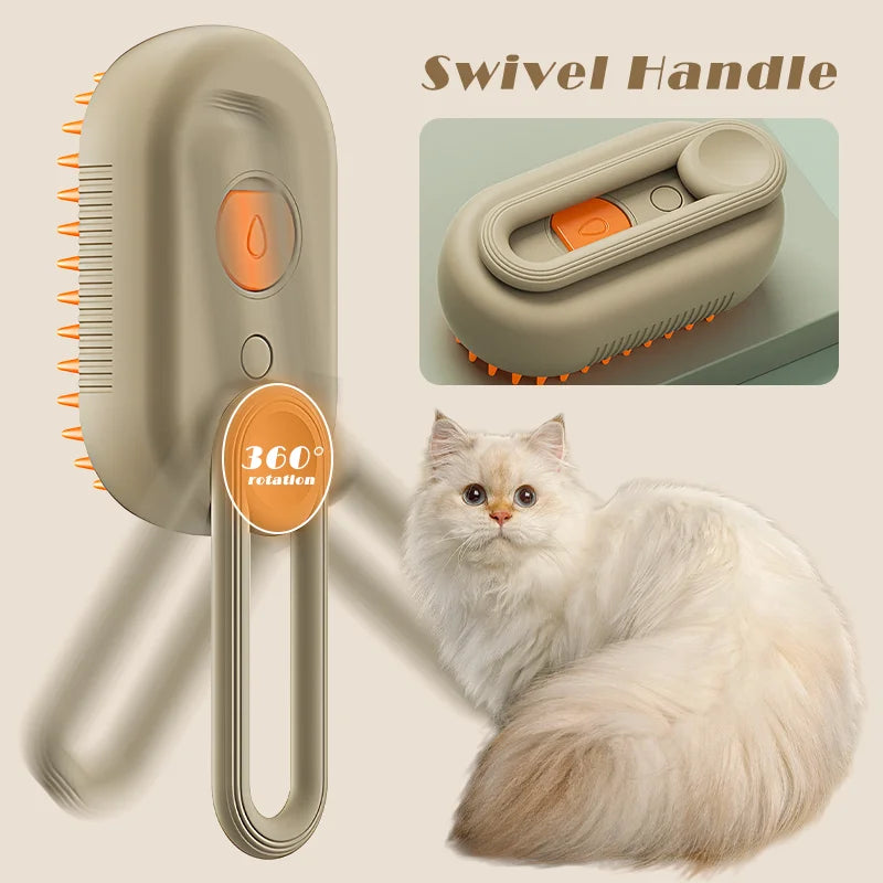 Pet Steam Brush – 3-in-1 Grooming Tool for Cats & Dogs