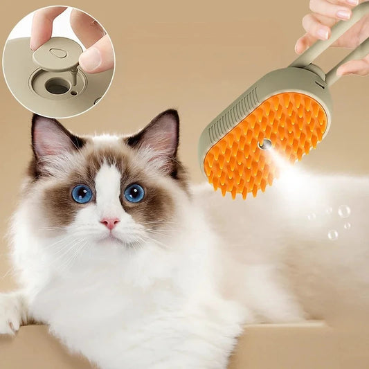 Pet Steam Brush – 3-in-1 Grooming Tool for Cats & Dogs