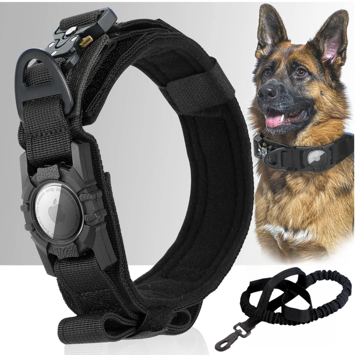 AirTag Dog Tactical Collar and Leash - for Large & Medium Dogs