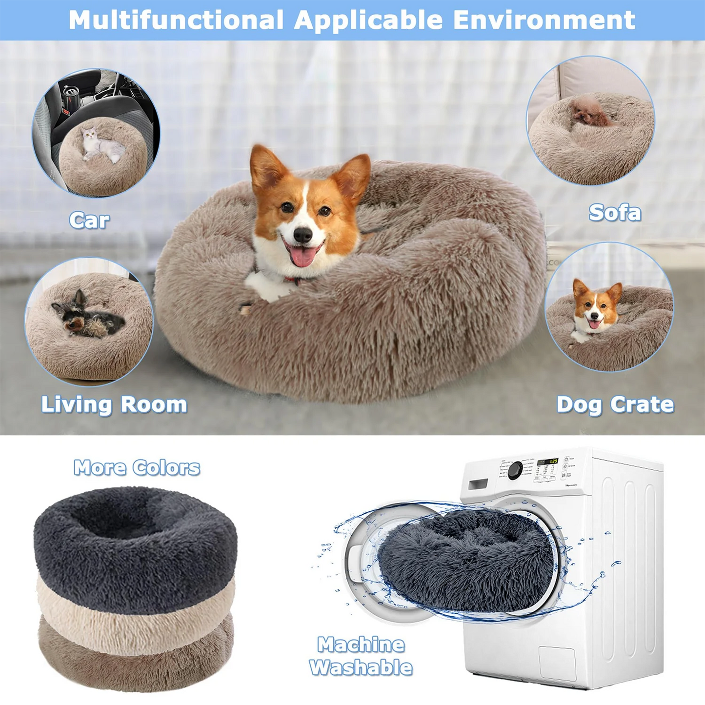 Round Dog/Cat Soft Bed – Cozy Comfort