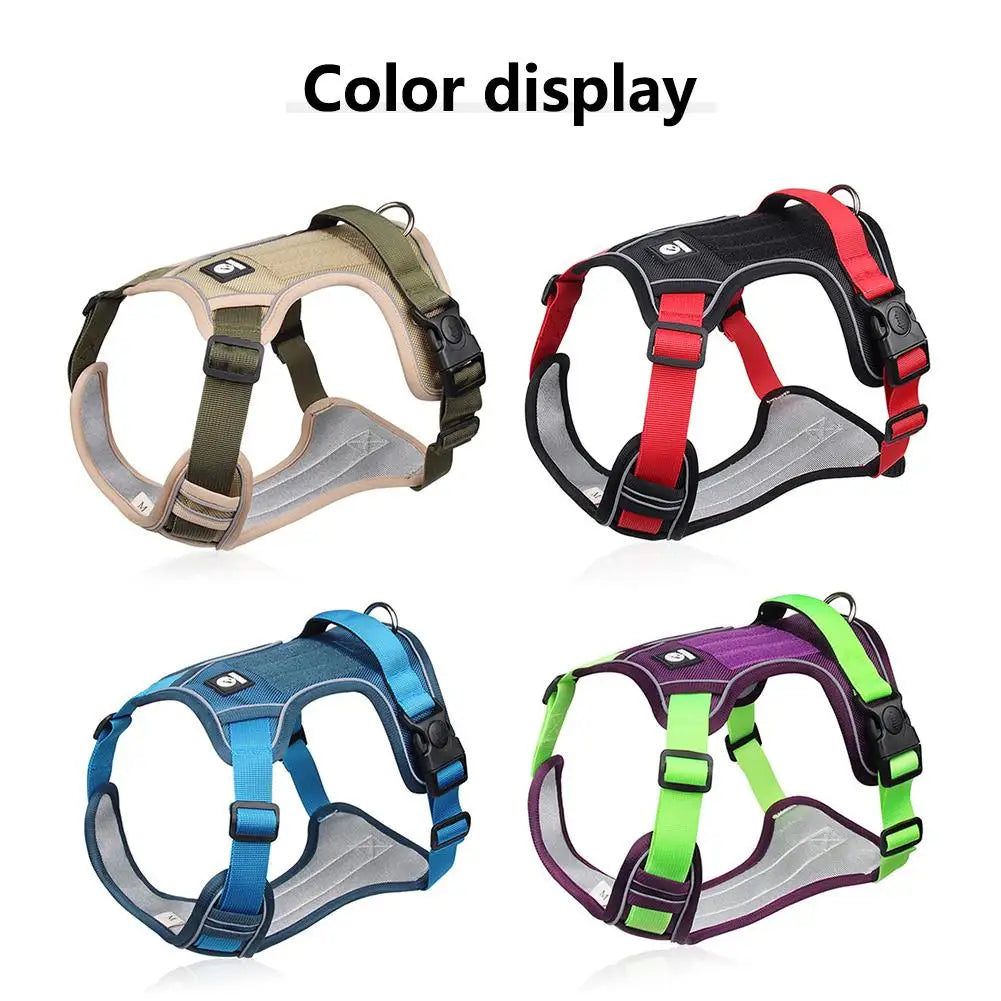 Medium to Large Dog Harnesses Collar - Army Reflective & Adjustable