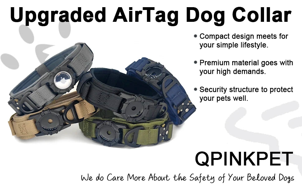 AirTag Dog Military Collar - for Large & Medium Dogs