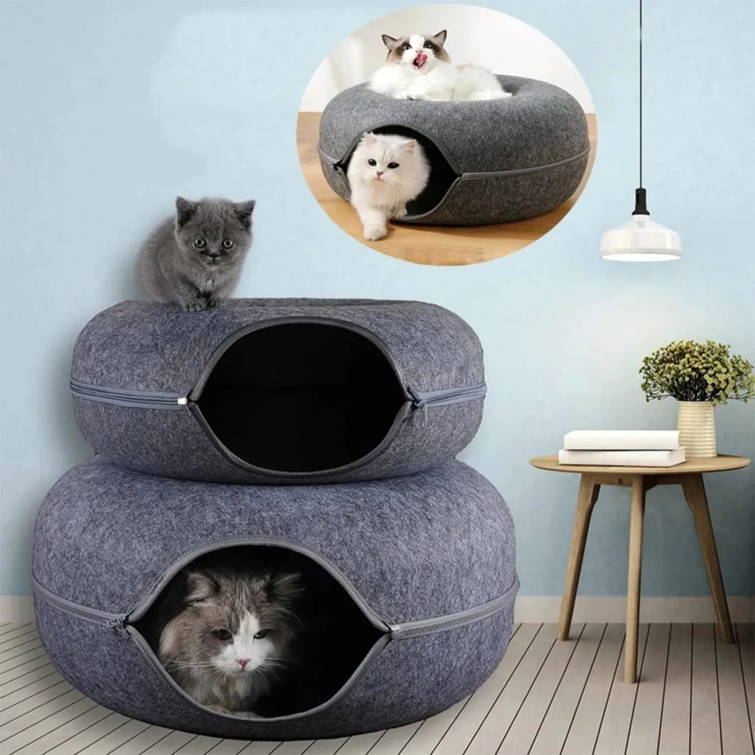 Cama Interactiva para Gatos en Forma de Dona