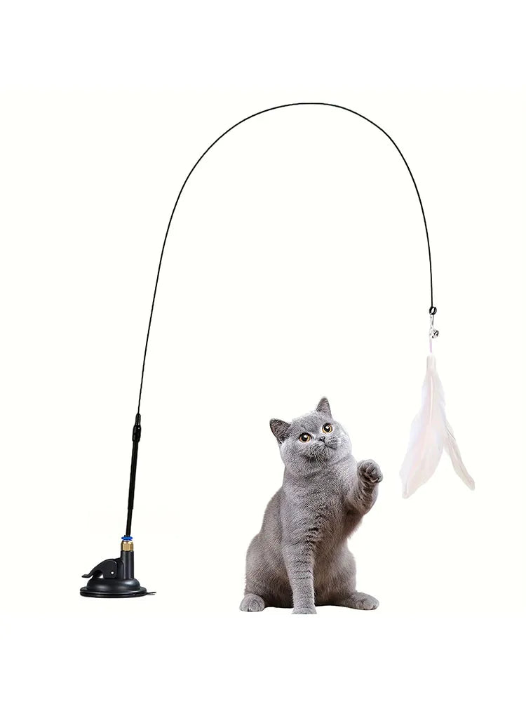 Juguete interactivo para gatos con campana y varita de plumas