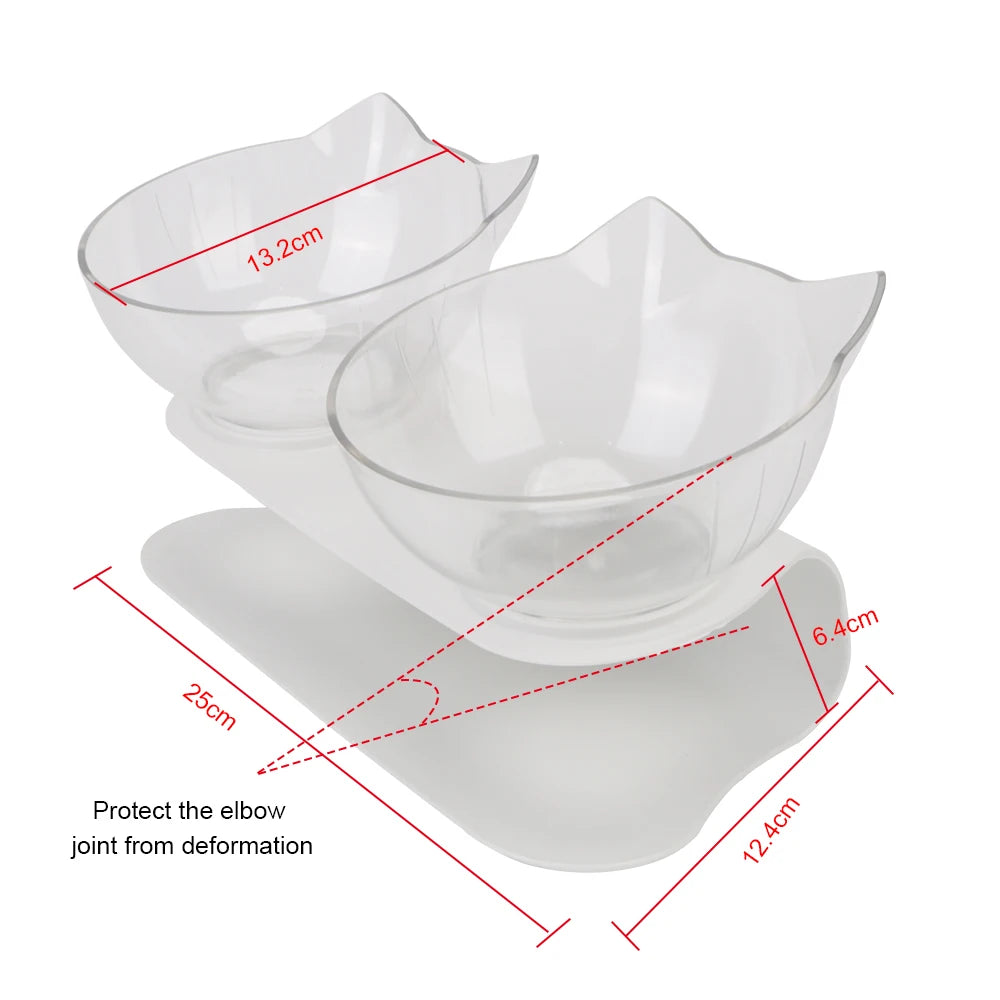 Cat Food/Water Bowl - Protection Cervical With Raised Stand Durable