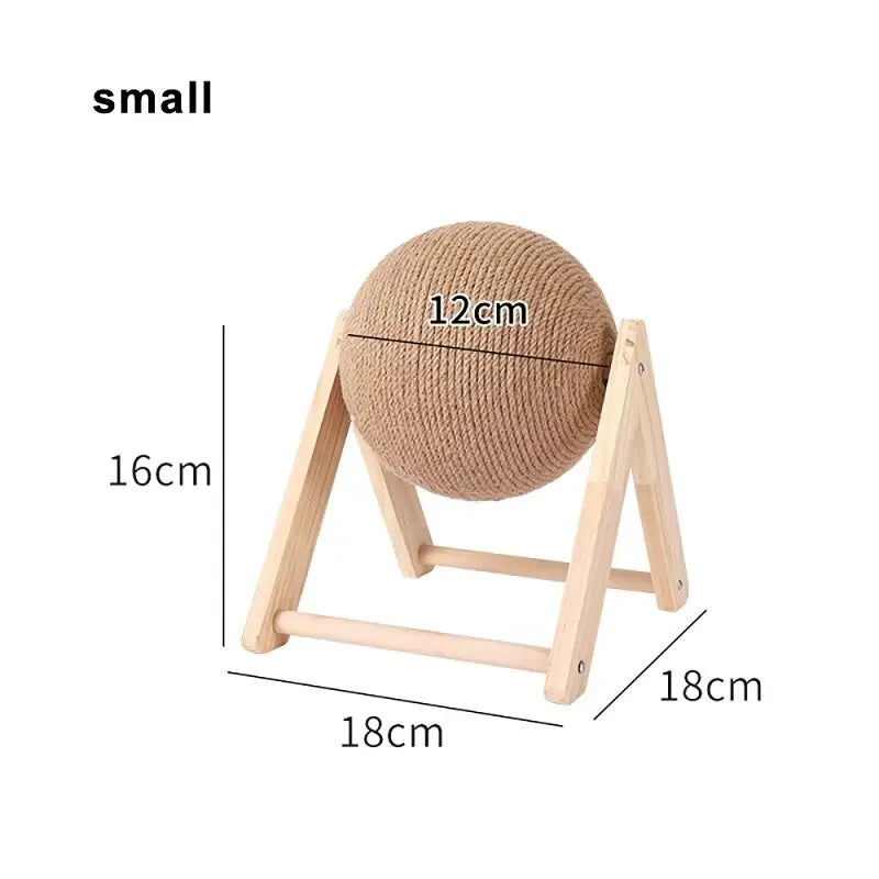 Juguetes con forma de pelota para rascar gatos: triángulo estable de madera y sisal