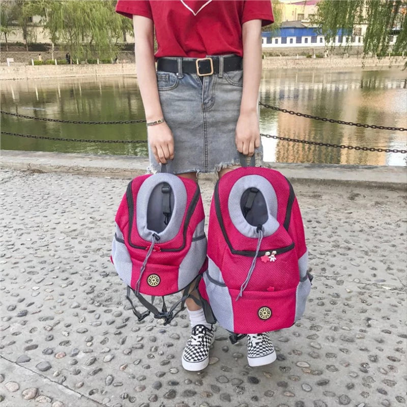 Mochila de viaje portátil con dos hombros para perros 