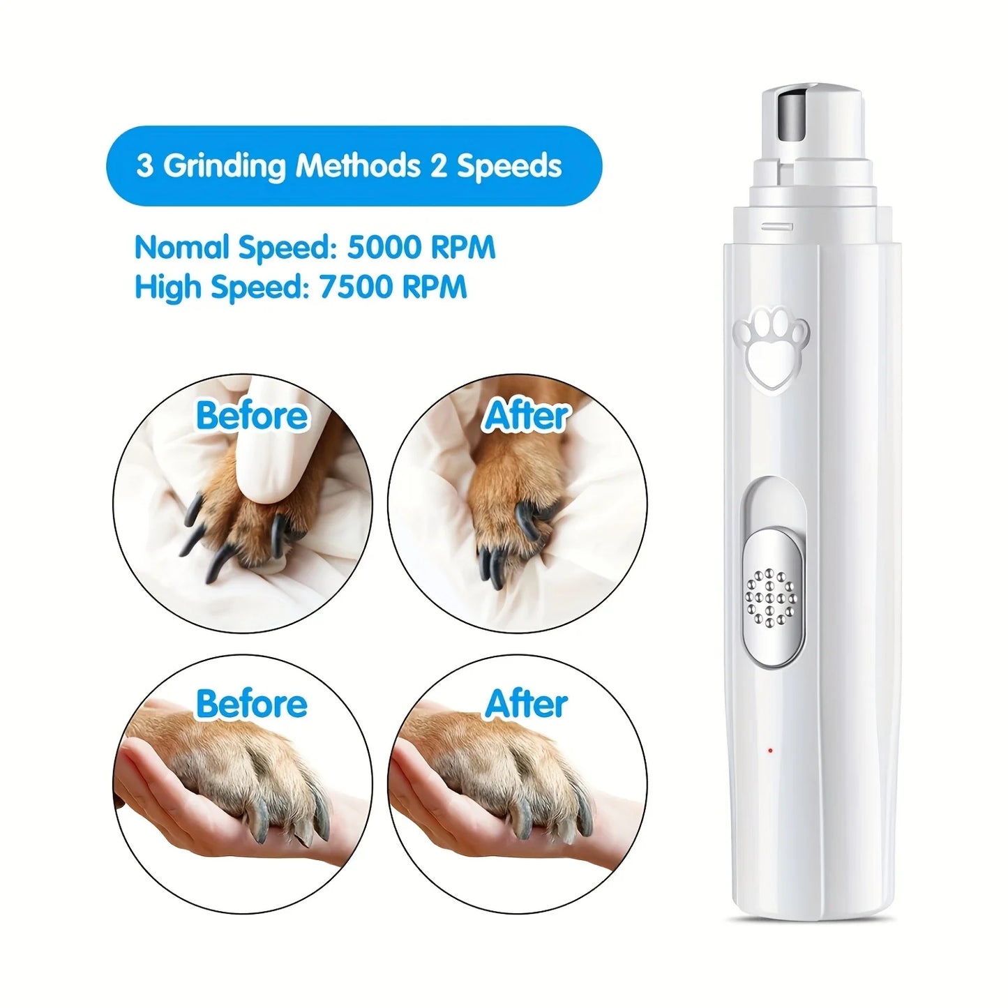 Painless USB Charging Dog Nail Grinders