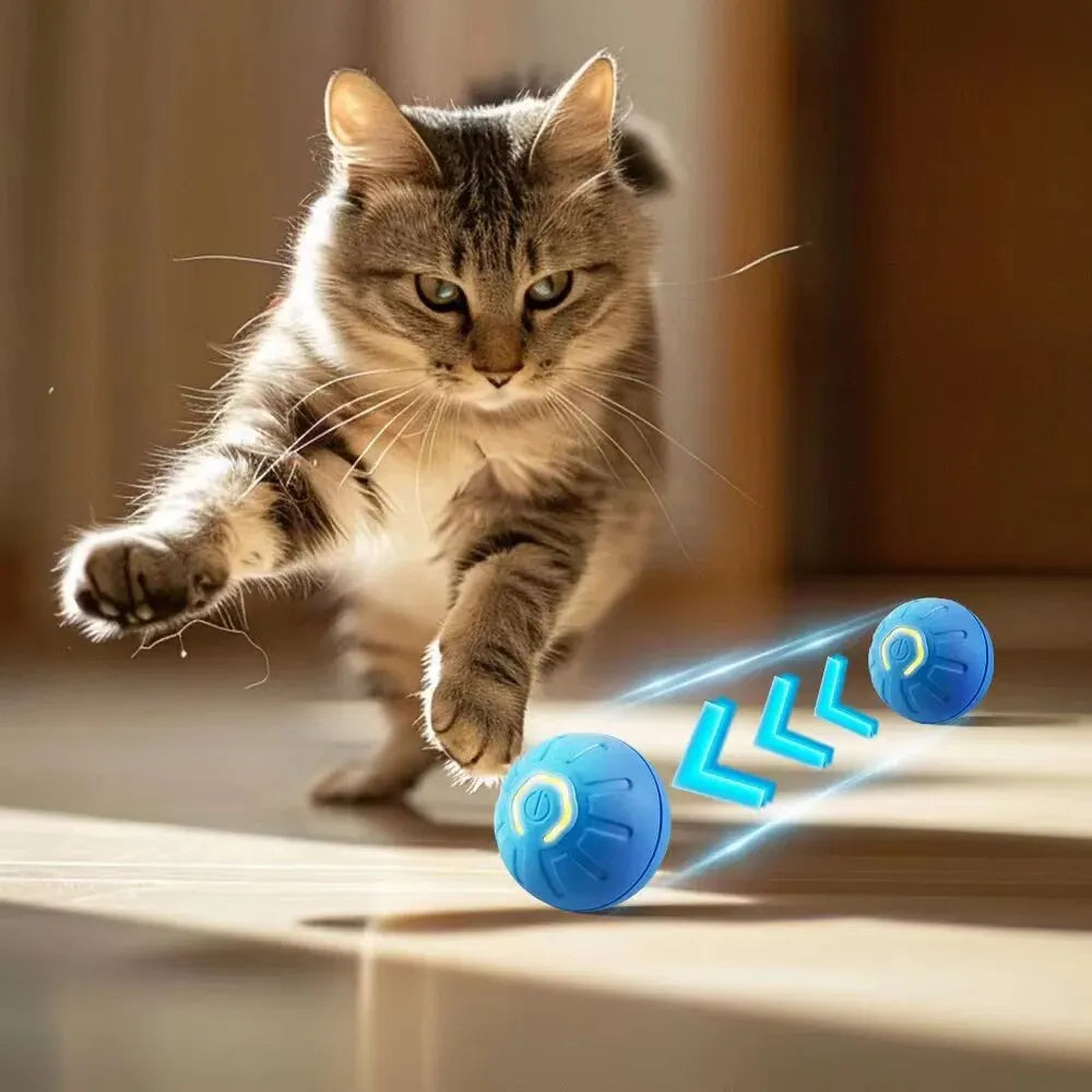 Pelota de juguete automática para perros y gatos, con movimiento inteligente, USB, para saltar, giratoria, interactiva 