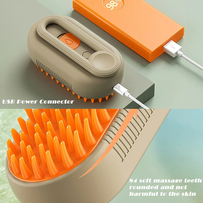 Pet Steam Brush – 3-in-1 Grooming Tool for Cats & Dogs