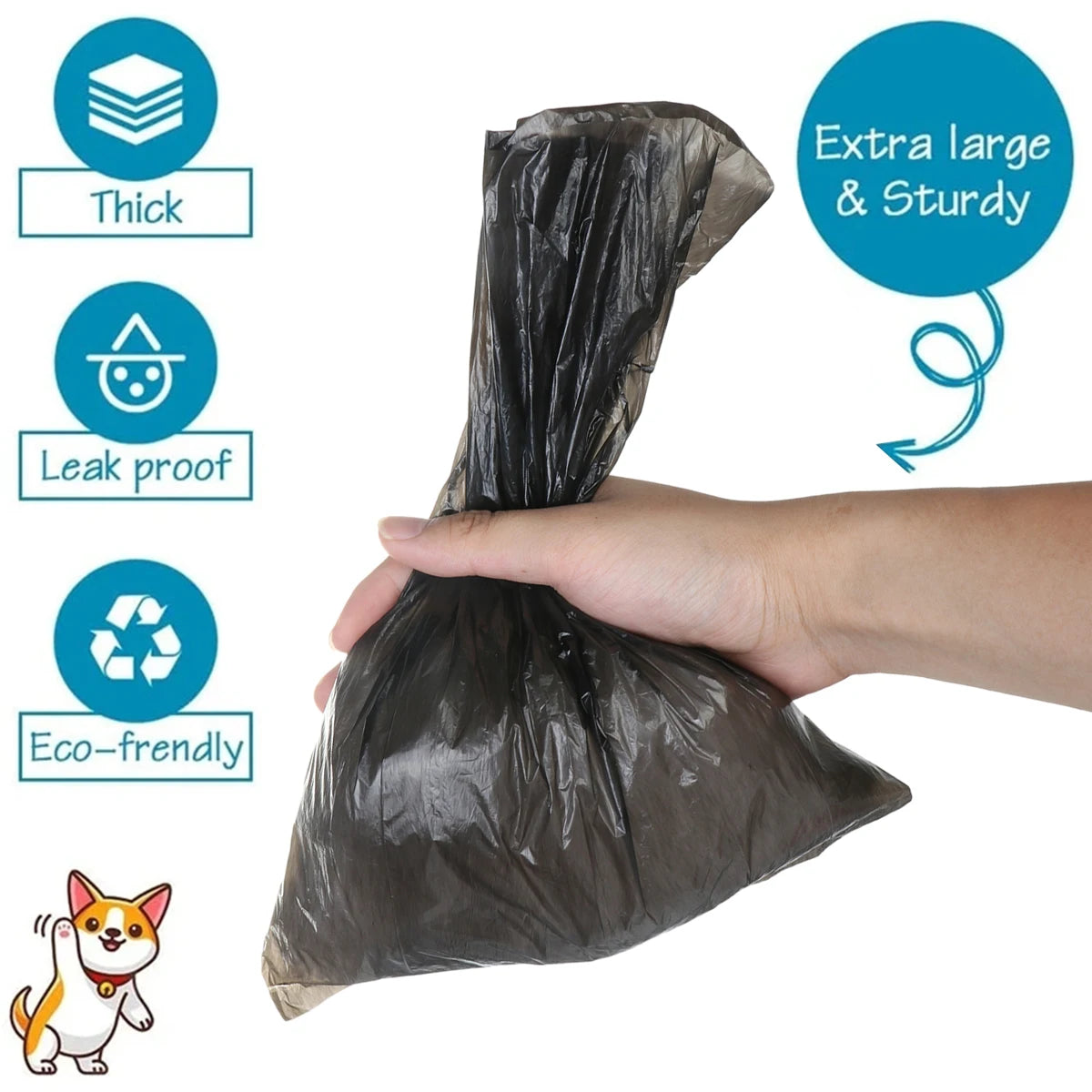 Roll Pet Garbage Bags – 15 Durable Bags