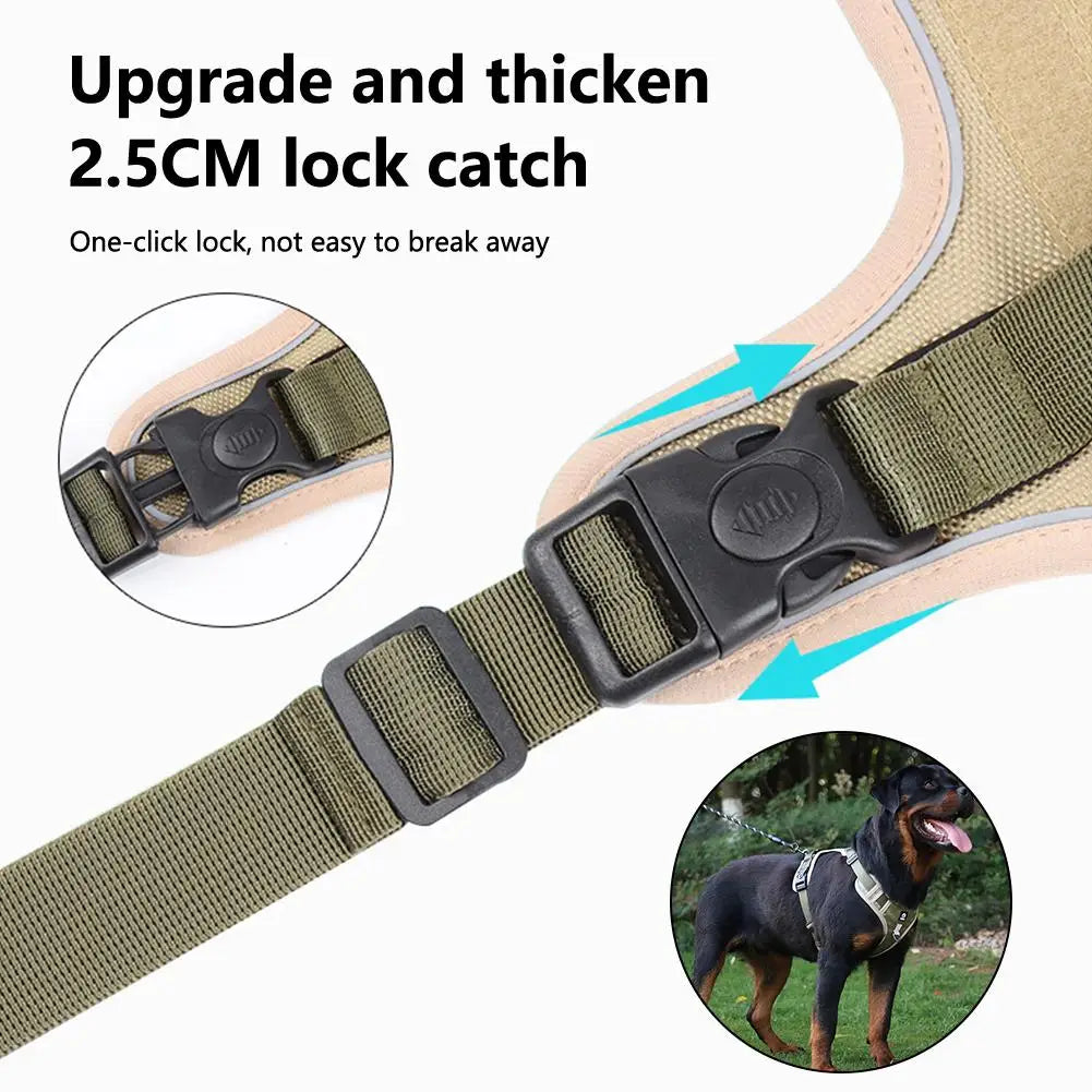 Medium to Large Dog Harnesses Collar - Army Reflective & Adjustable