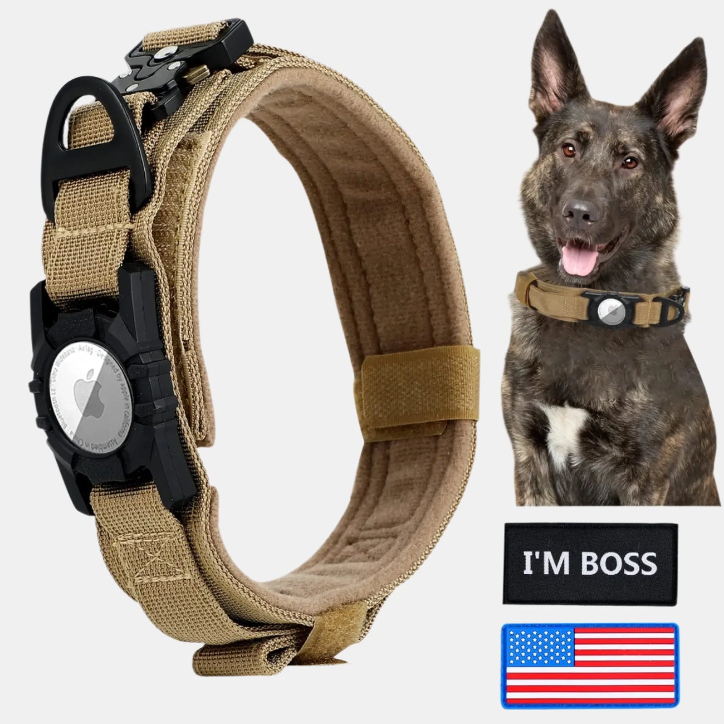 AirTag Dog Tactical Collar and Leash - for Large & Medium Dogs