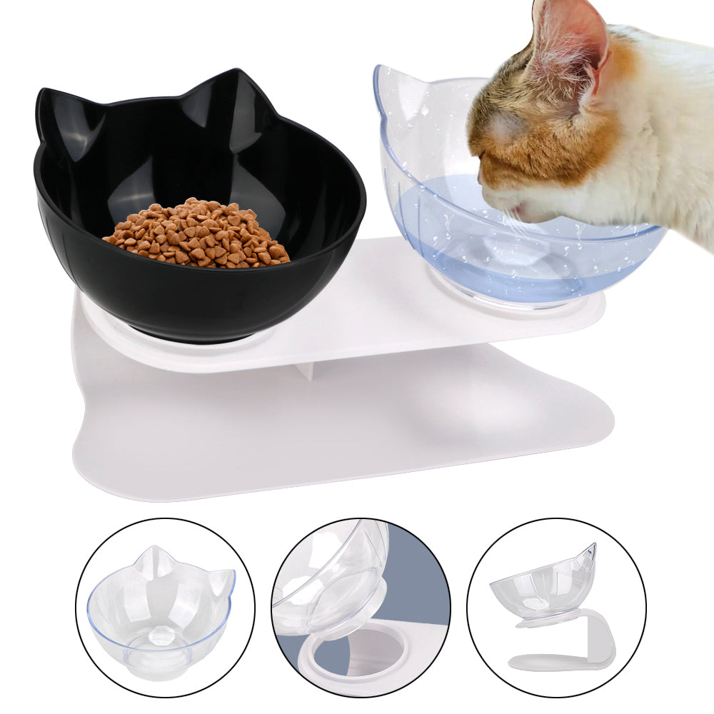 Comedero para gatos y bebedero - Protección cervical con soporte elevado duradero 