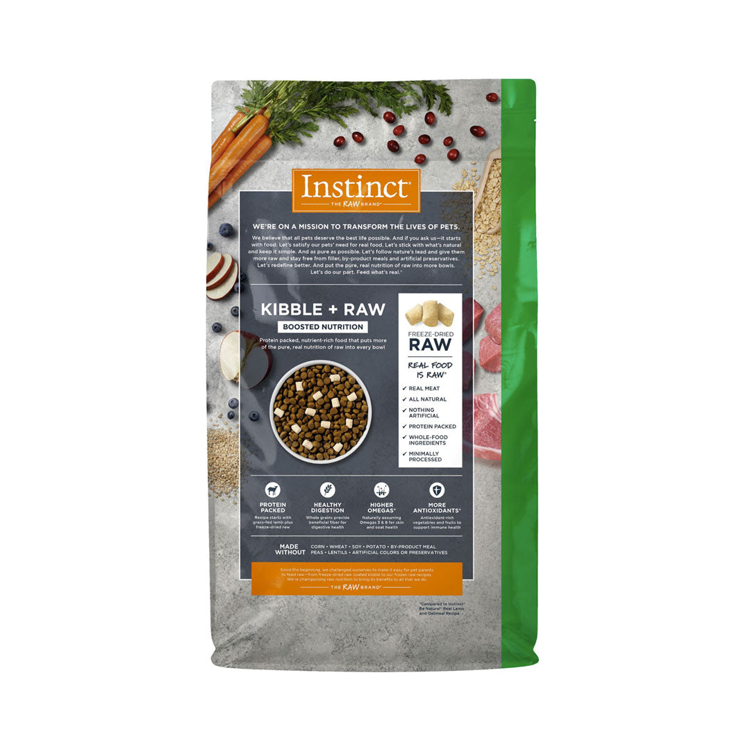 Alimento para perros Instinct Raw Boost: cordero, cereales y avena, nutrición rica en proteínas, 9,07 kg