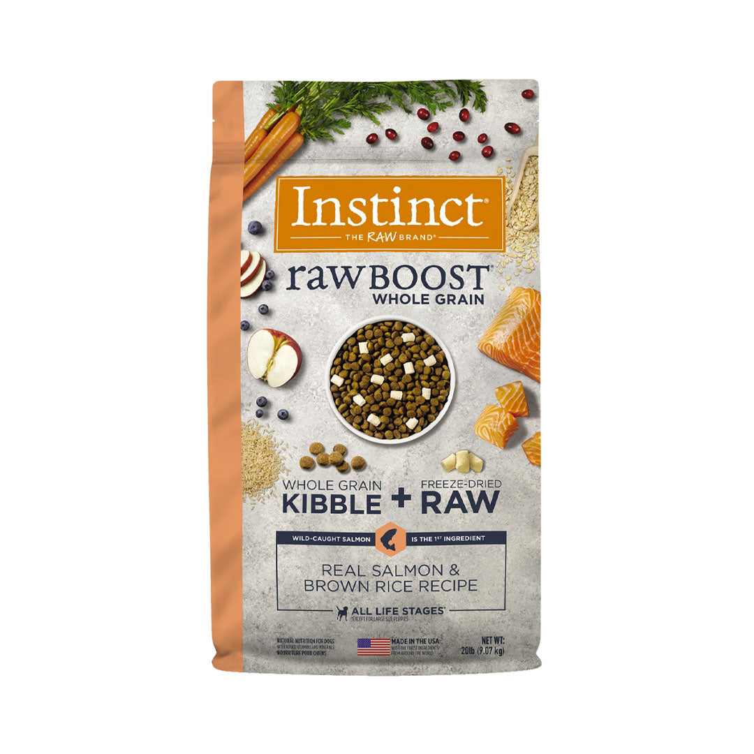 Alimento para perros Instinct Raw Boost: salmón auténtico, cereales y arroz integral, 9,07 kg