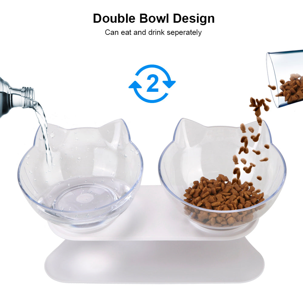 Cat Food/Water Bowl - Protection Cervical With Raised Stand Durable